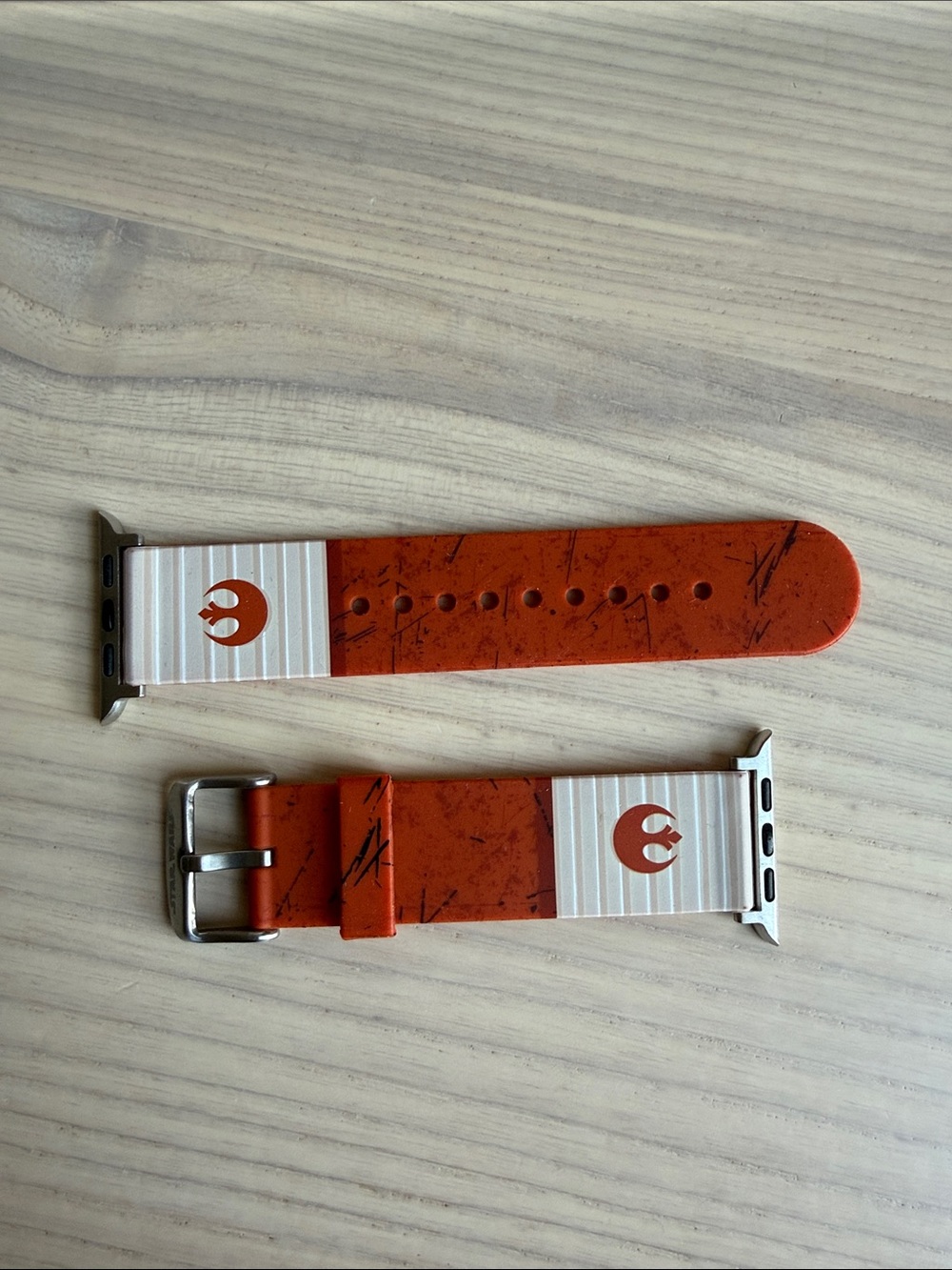 White and Orange Rebel Emblem Compatible Apple Watch Band - Picture 2 of 3